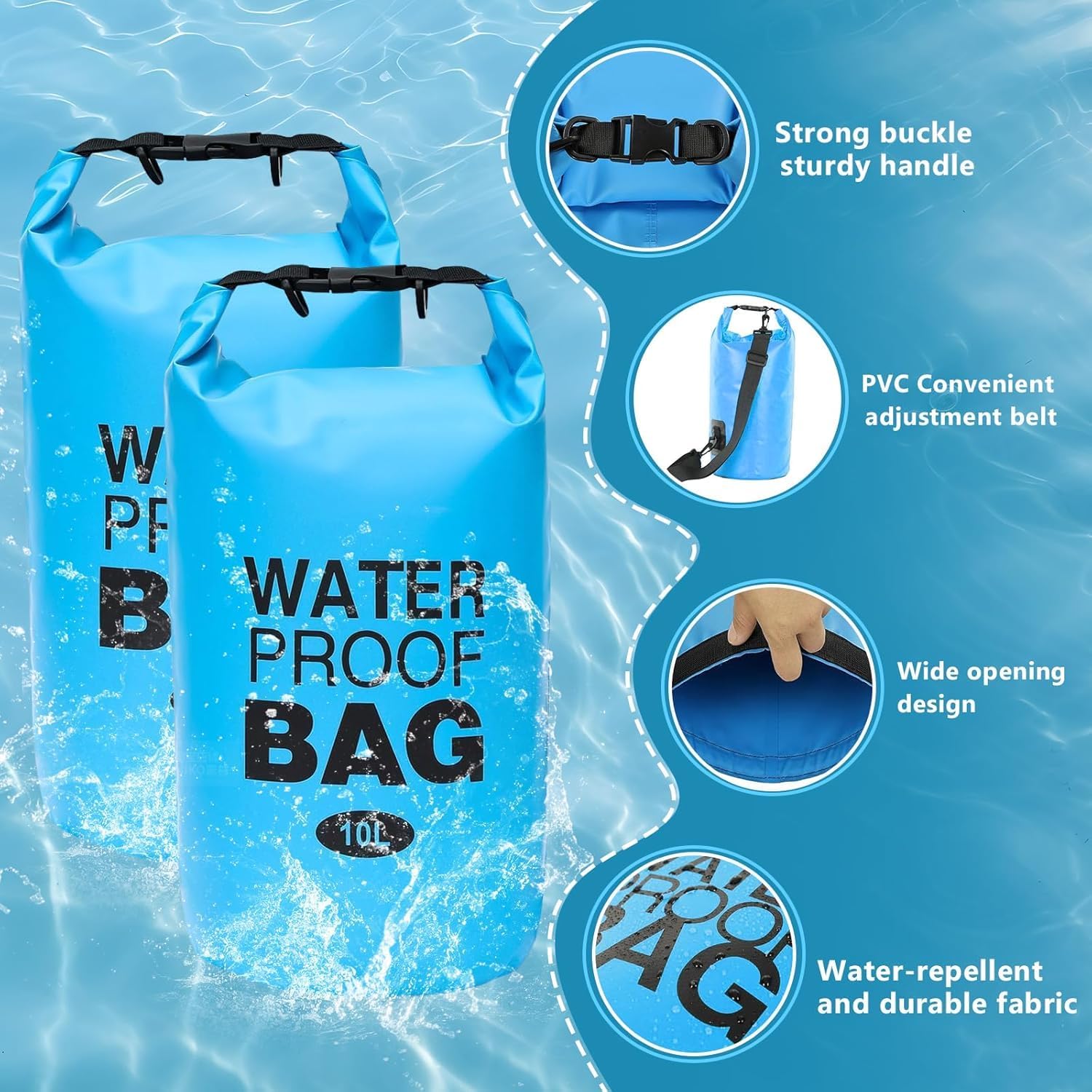 2-Pack Pool Step Weights, 10L Heavy-Duty Pool Ladder Weights for Above-Ground Pools, 500D No-Break Waterproof Sand Bags, Easy & Quick Fill for Secure Pool Steps (Sky Blue) - Image 5