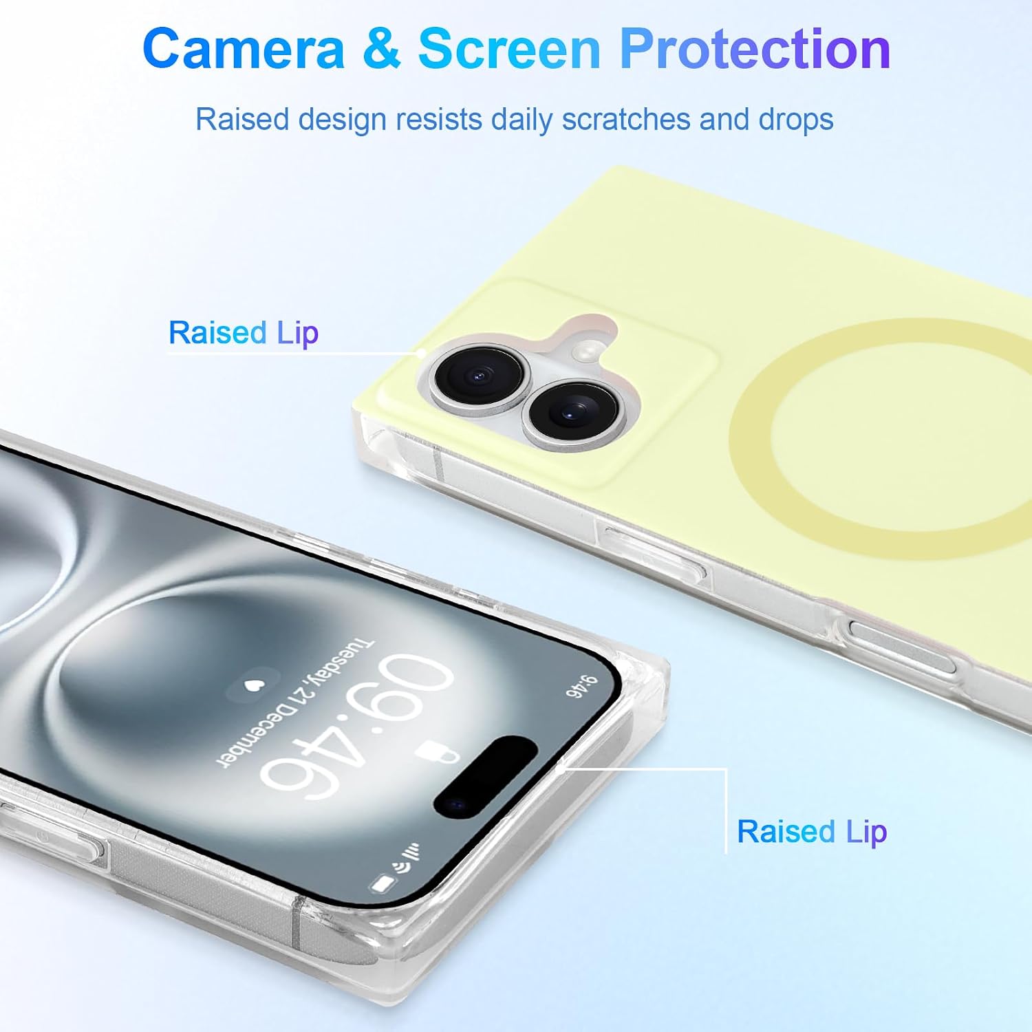 Rectangle Case for iPhone 16 Case for Women Girls Boys [Compatible with Magsafe] Cute Candy Color Design, Kawaii Aesthetic Girly Magnetic Protective Phone Cover, Light Yellow