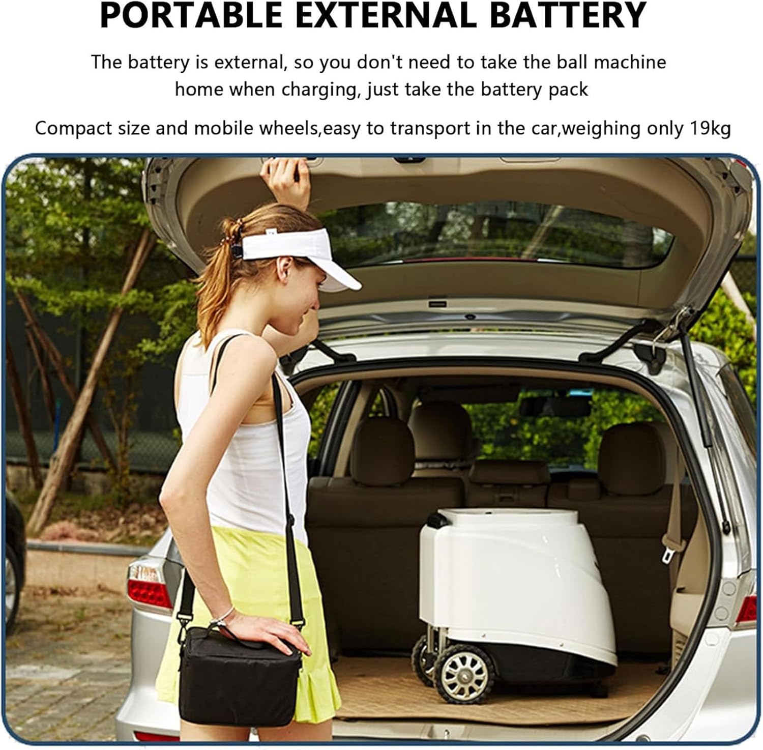 Portable Tennis Ball Machine, Automatic Tennis Ball Launcher, up to 150 Balls Capacity, Smartphone Remote-Controlled, Tennis Trainer & Tennis Serve Machine Training Device