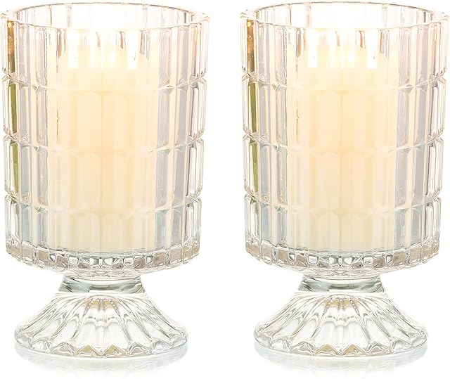 Sziqiqi Hurricane Candle Holders Set of 2 - Cylinder Clear Glass Pillar Candle Holder for Tea Light Floating Candles, Decorative Table Centrepieces for Mantelpiece Dining Room Wedding Party Christmas