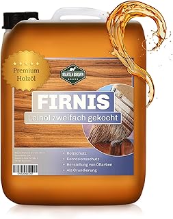 Martenbrown® Huile de lin - Bidon de 10 l - Huile pour bois de qualité supérieure - 2 cuites - Idéal pour l