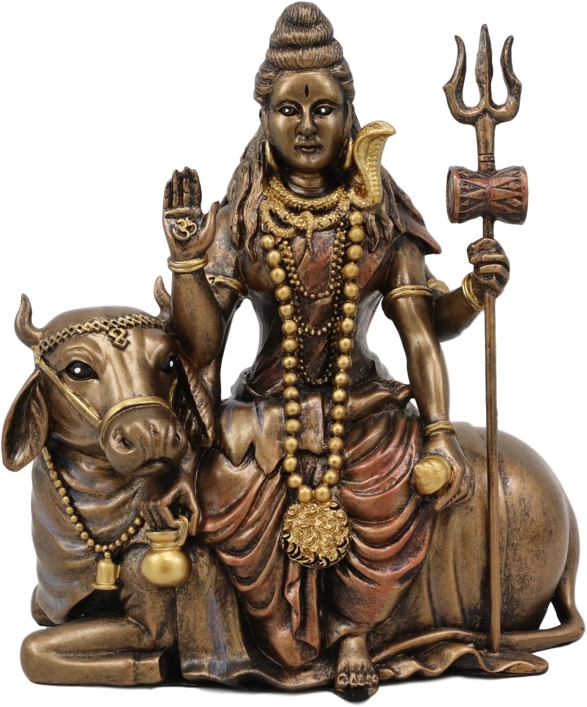 Ebros Gift Vastu The Auspicious One Lord Shiva Sitting On Nandi Bull Statue 7" Tall Hindu Mahadeva Omniscient Yogi Altar Sculpture Figurine Hinduism Home Accent