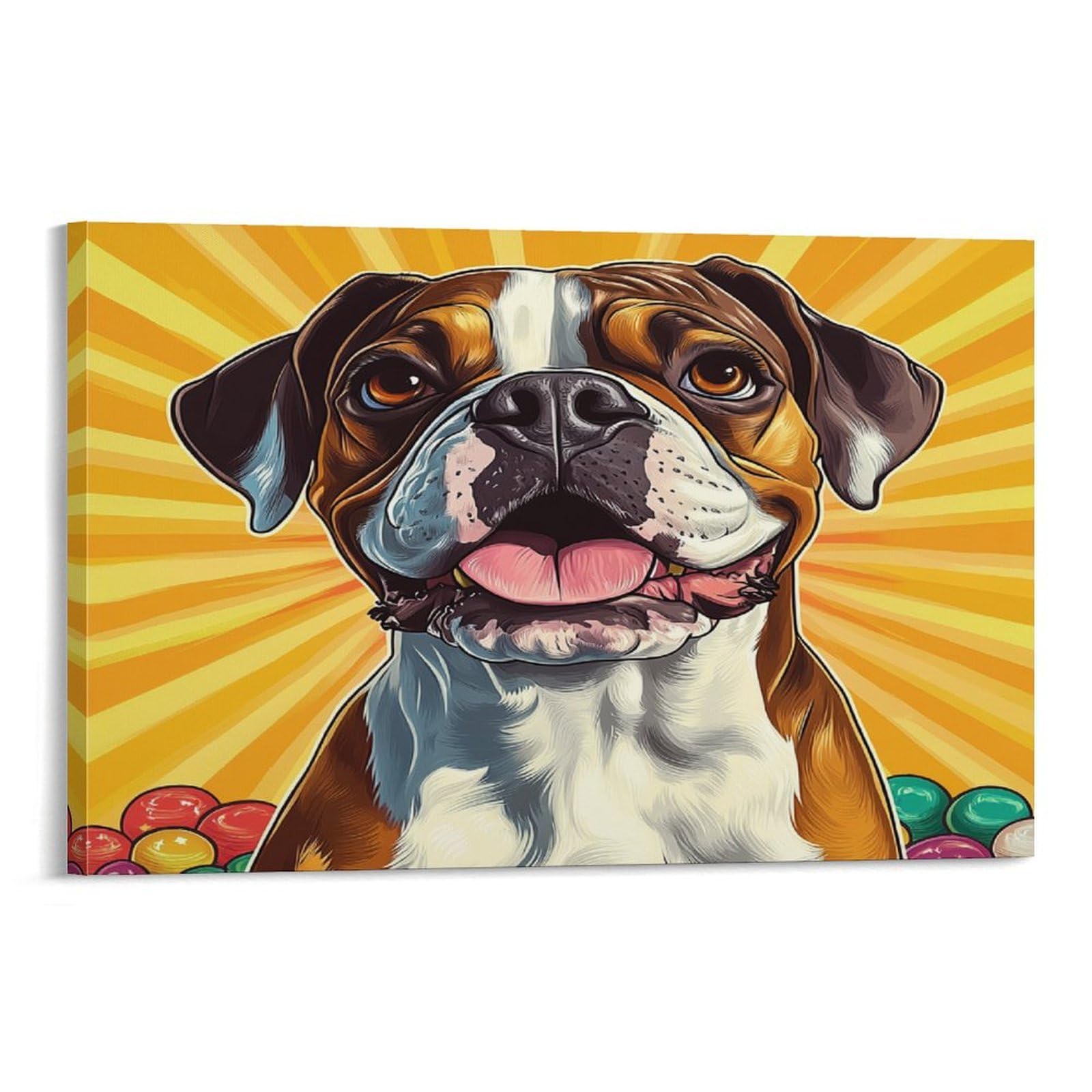 CPLVKWRQJ Boxer Dog Portrait Individual Vibrant Pop Art Style Canvas Artwork - Bedroom Canvas Painting Easy to Clean Space Transformer Decor 20x30inch(50x75cm)