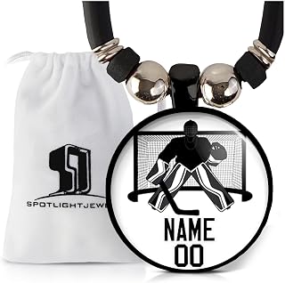 Personalized Hockey Necklace – Custom Name & Number Hockey Pendant, Customized Hockey Charm Jewelry Gift for Players & Fans, Sports Team Accessories