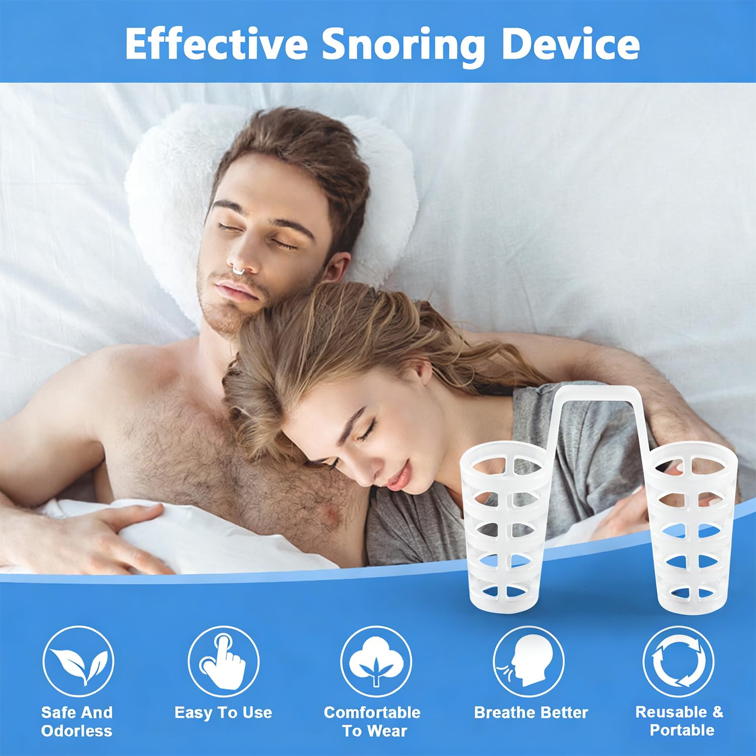 Dilatador Nasal Silicona, 8 Piezas Dispositivos Antironquidos, Antironquidos para Dormir, Dilatador Nasal Dispositivos Antironquidos Cómodo & Reutilizable, Mejorar el Sueño