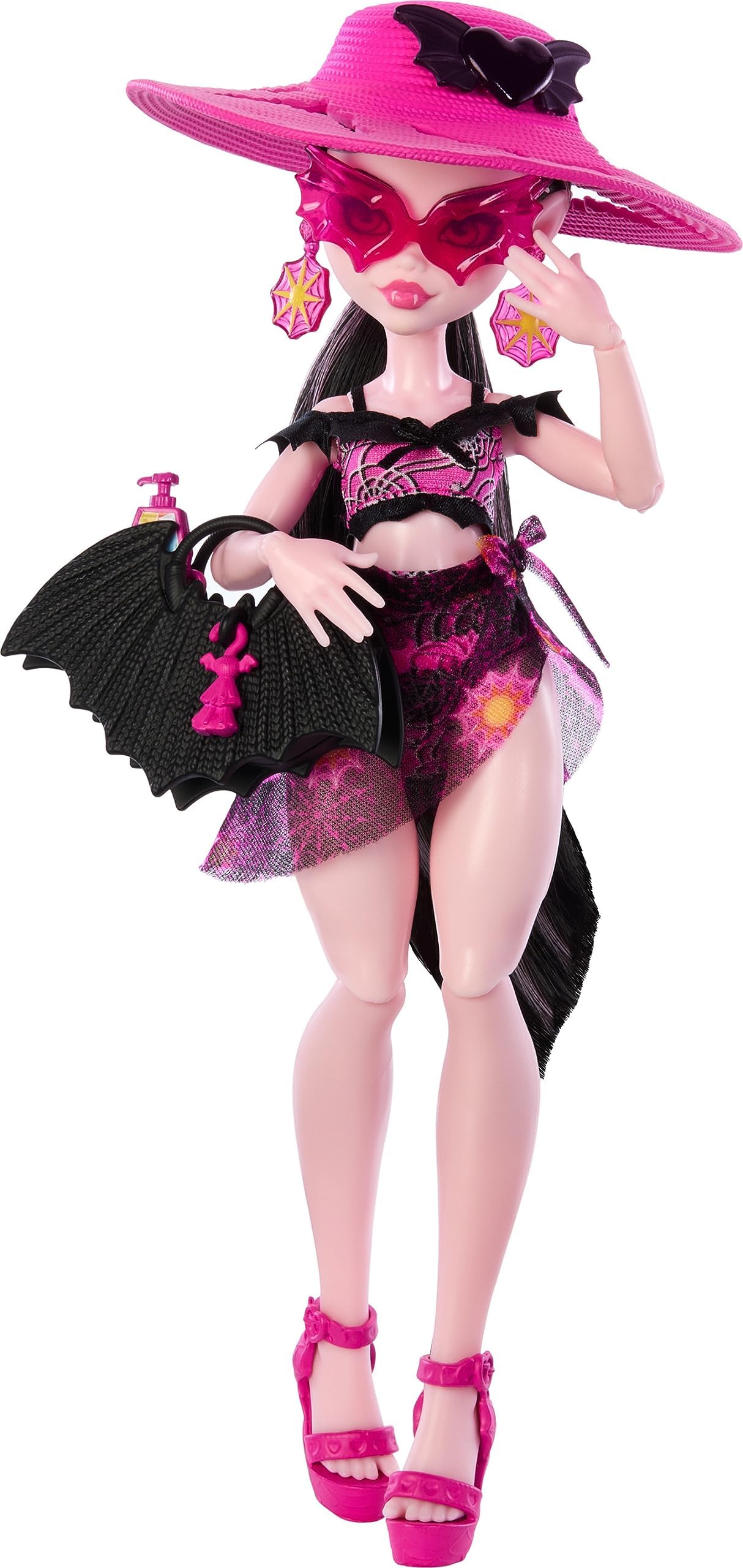 Scare-adise Island Draculaura Doll with Swimsuit, Sarong & Beach Accessories Like Hat, Sunscreen & Tote