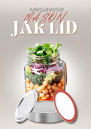 MegaWise Tapas reutilizables para conservas de boca regular para tarros Ball, Kerr  Tapas de metal tipo Mason para conservas  Material de grado
