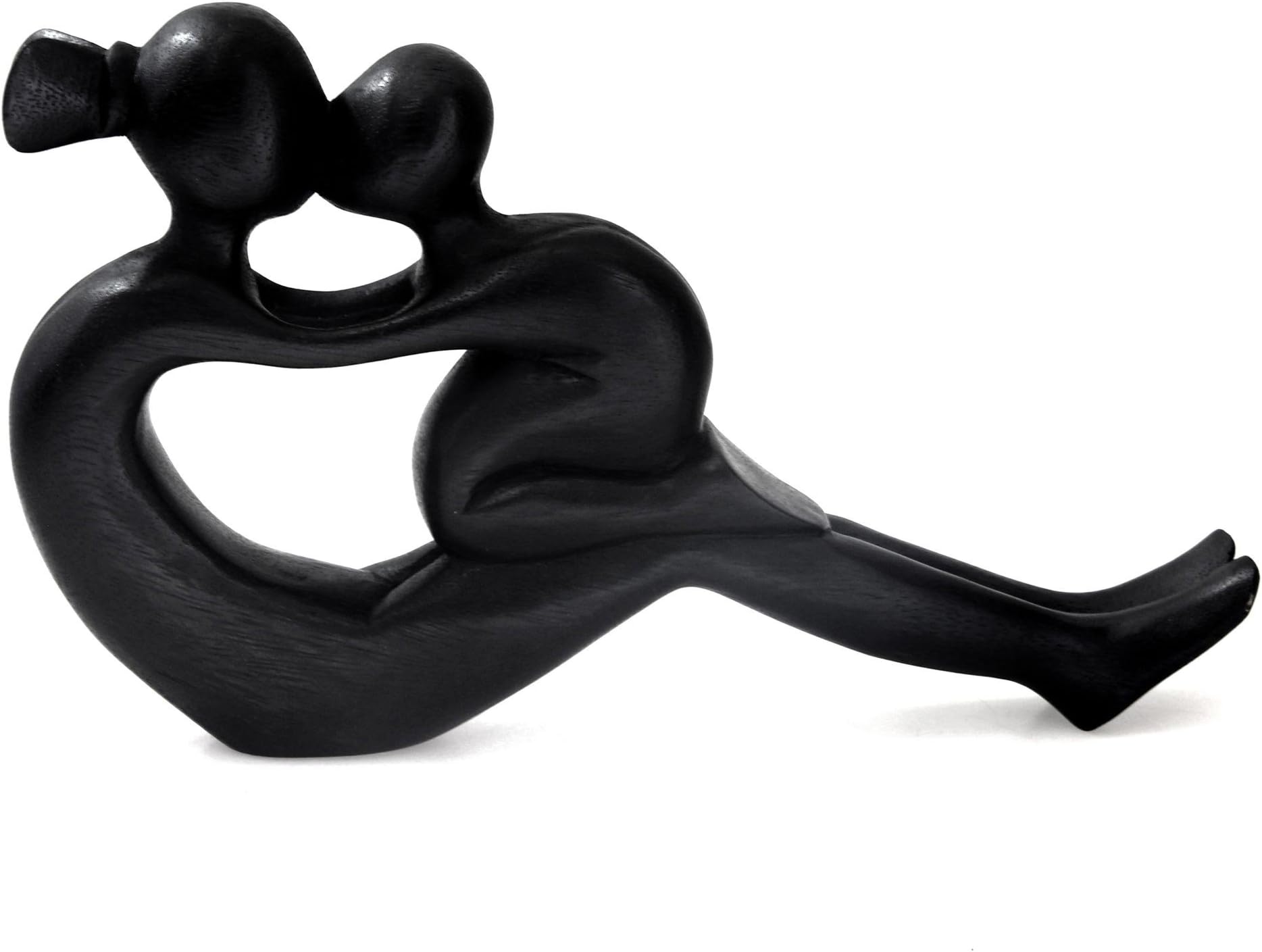 NOVICABlack Wood Mother and Child Sculpture, 6.75" Tall, Her Love Will Never End'
