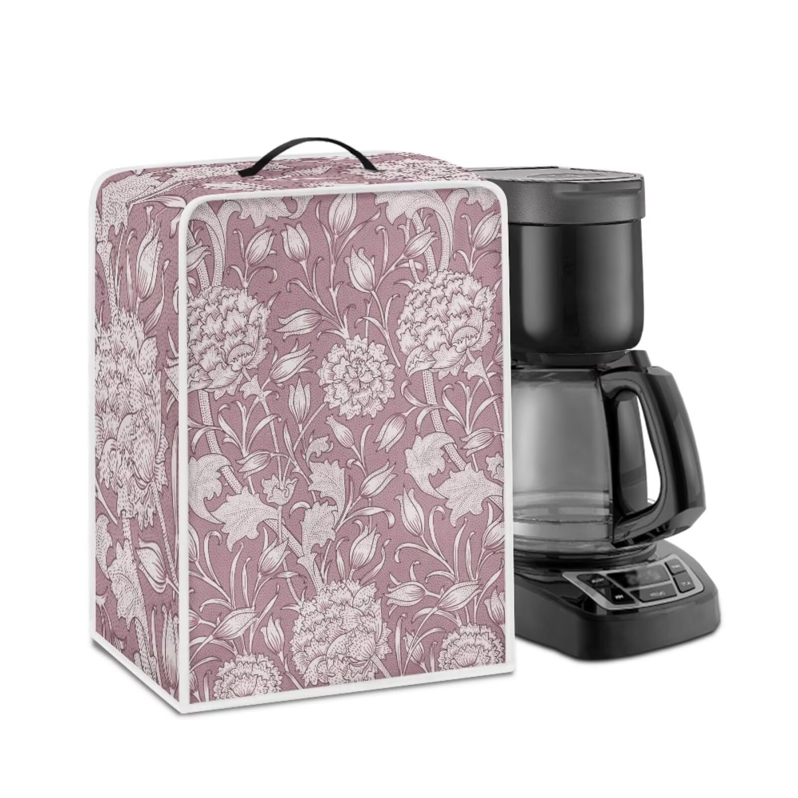 Red William Morris Coffee Maker Cover – Dust Protection Stain Resistant Washable Appliance Cover Kitchen Decoration Gifts For Coffee Lovers