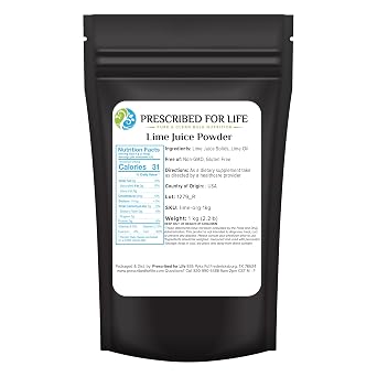 Prescribed for Life Lime Powder, Natural & Unsweetened Spray Dried Lime Juice Powder Made from Real Limes, Vegan, Gluten Free, Non GMO, Reconstitute Ratio 1:2 (1kg / 2.2lb)