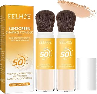 Mineral Sunscreen Setting Powder, 2023 New Translucent Mineral Brush Powder, SPF 50, Mineral Brush Powder, Oil Control Matte Finish, Lasting Lightweight, Powder Sunscreen for All Skin (2pcs)