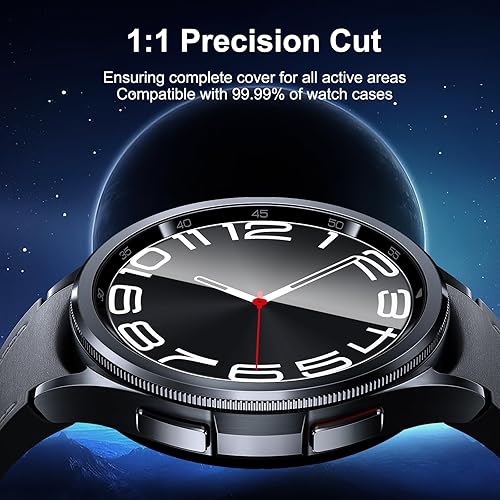 Miniatura 5 de Uyiton Paquete de 6 protectores de pantalla para Samsung Galaxy Watch 6 Classic de 1.693 in, antiarañazos, sin burbujas, ultrafino, de vidrio