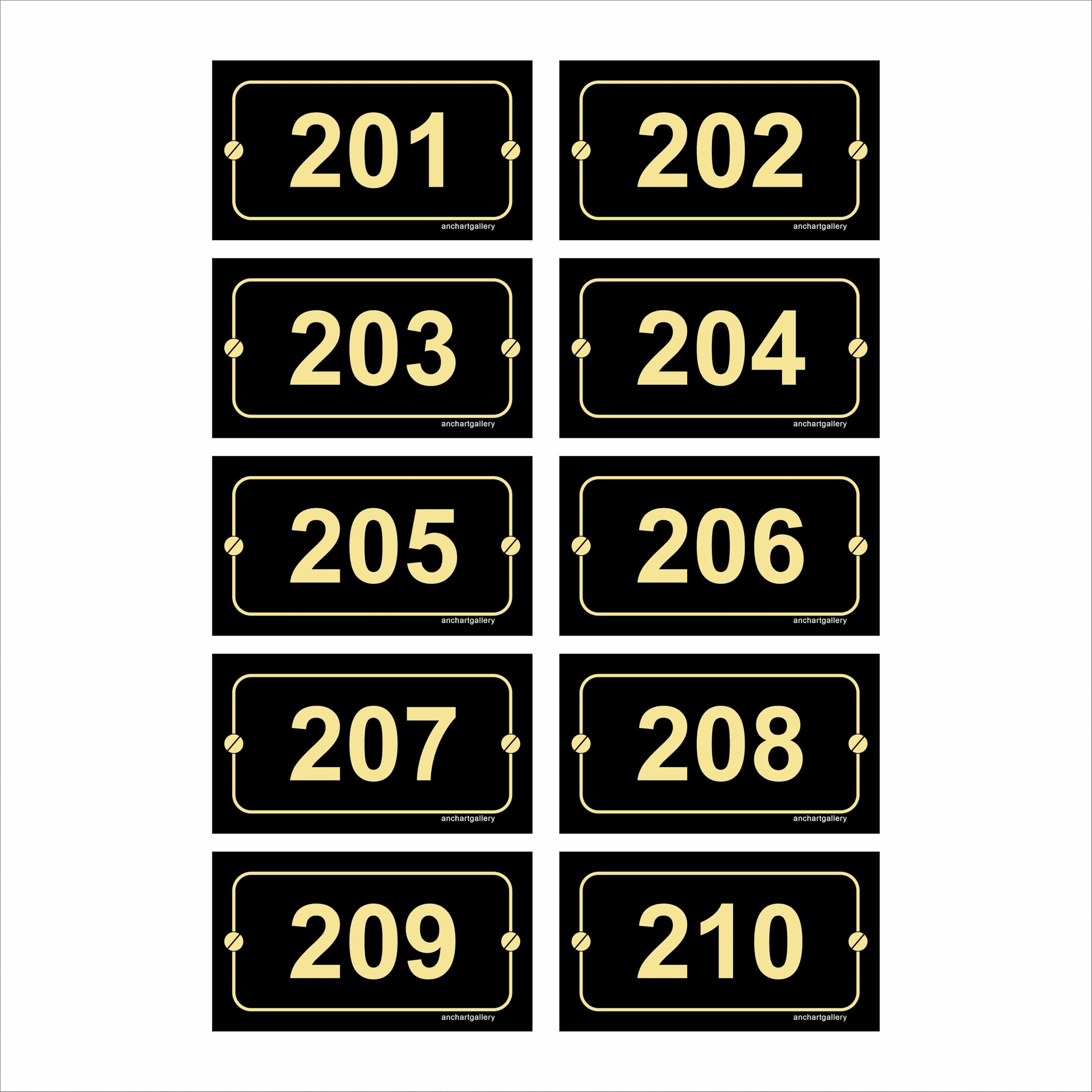 Room Number Sticker, Hotel, Hospital, Lodge, Flat, Door No, Rack Numbers Waterproof Vinyl Self Adhesive Sticker for Door Entrance 201-210 (10 pcs) (3.3X 5.8 inch)-image-10