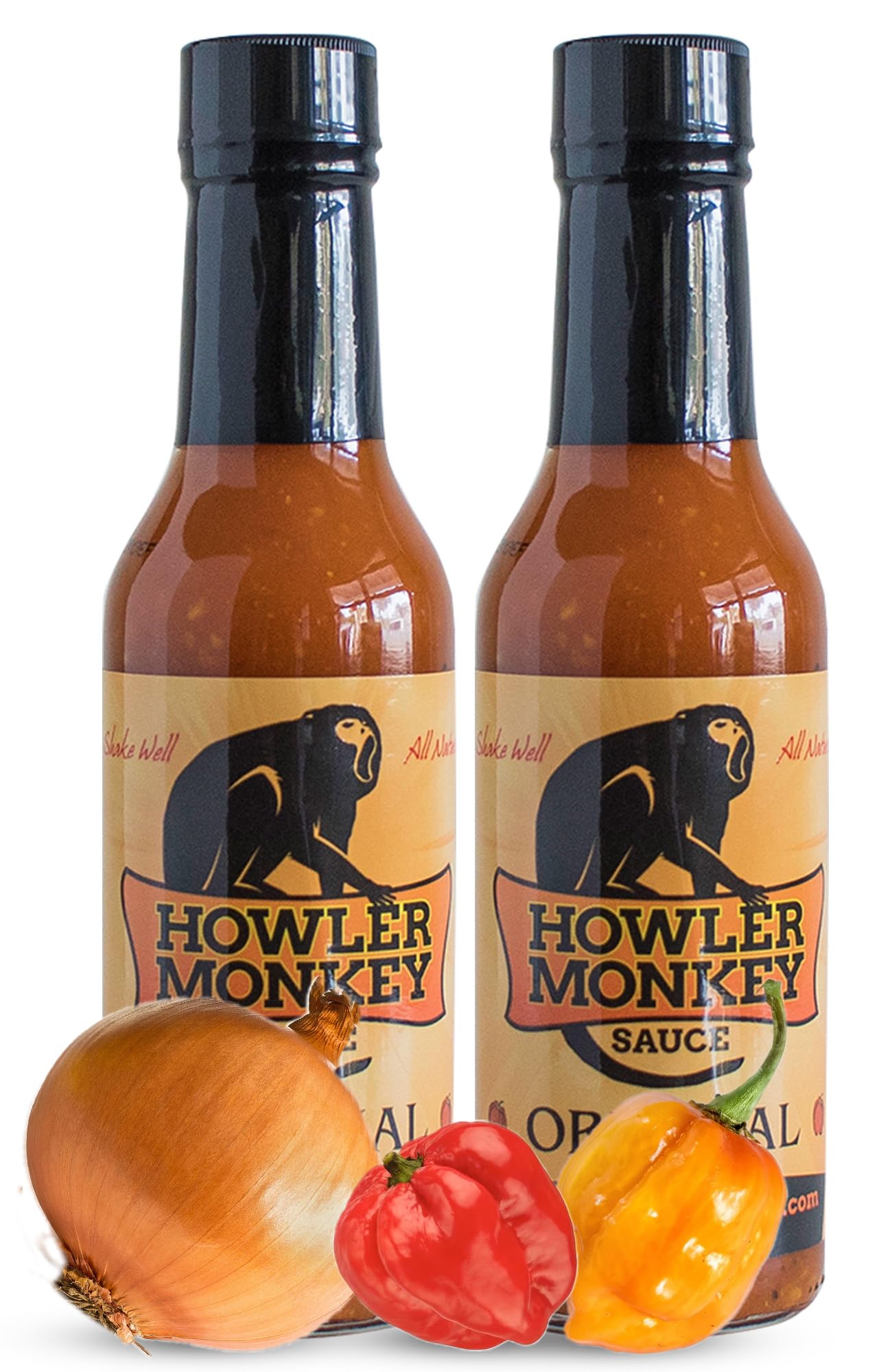 Howler Monkey - Sauce Original - Panamanian-Style Hot Sauce with Aji Chombo Peppers - Gluten-Free, No Carbs, Low Sodium - 5 oz (2-Pack)