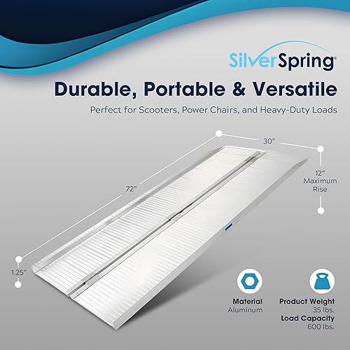 Miniatura 10 de Rampa portátil Silver Spring para la mobilidad de la silla de ruedas o para caminar, CECOMINOD084922, Metálico, 1, 1