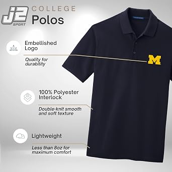 Mens Adult Polo NCAA Collegiate Short Sleeve Polo Shirt