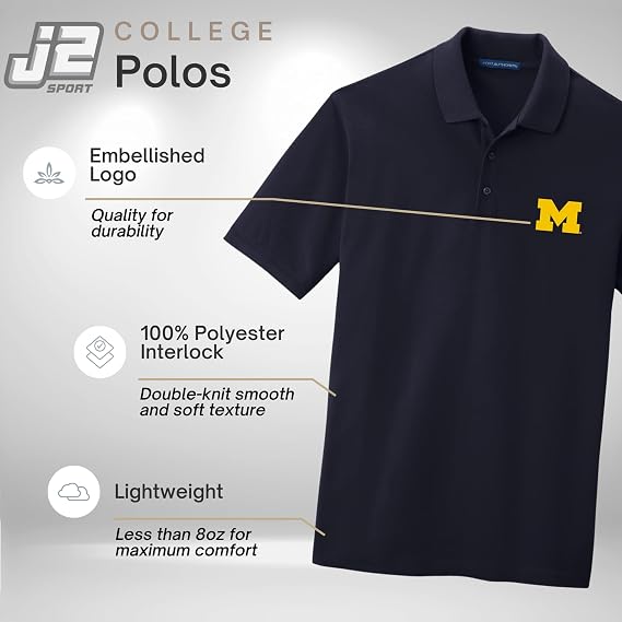 Mens Adult Polo NCAA Collegiate Short Sleeve Polo Shirt