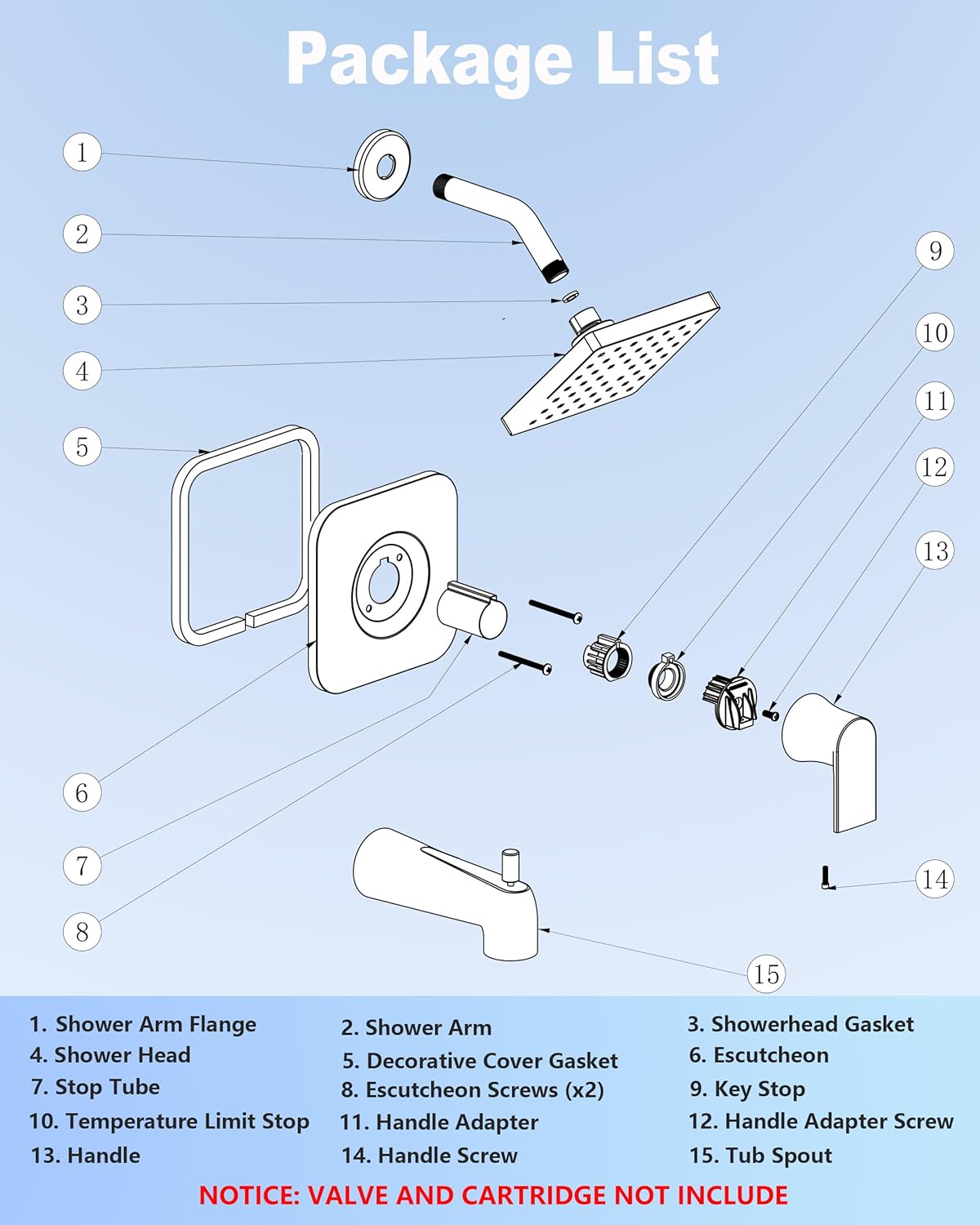 Compatible with Moen Posi-Temp Valve Tub Shower Trim Kit, Replacement for 2510, 2520, 2570, 2590 Valve Shower Faucet Set, Matte Black (Valve and Cartridge Not Included)