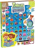 Tablet Interativo Bilíngue Educativo para Crianças, Português e Inglês, 26 Letras e 32 Palavras, 24x18cm, Idade 24+ Meses