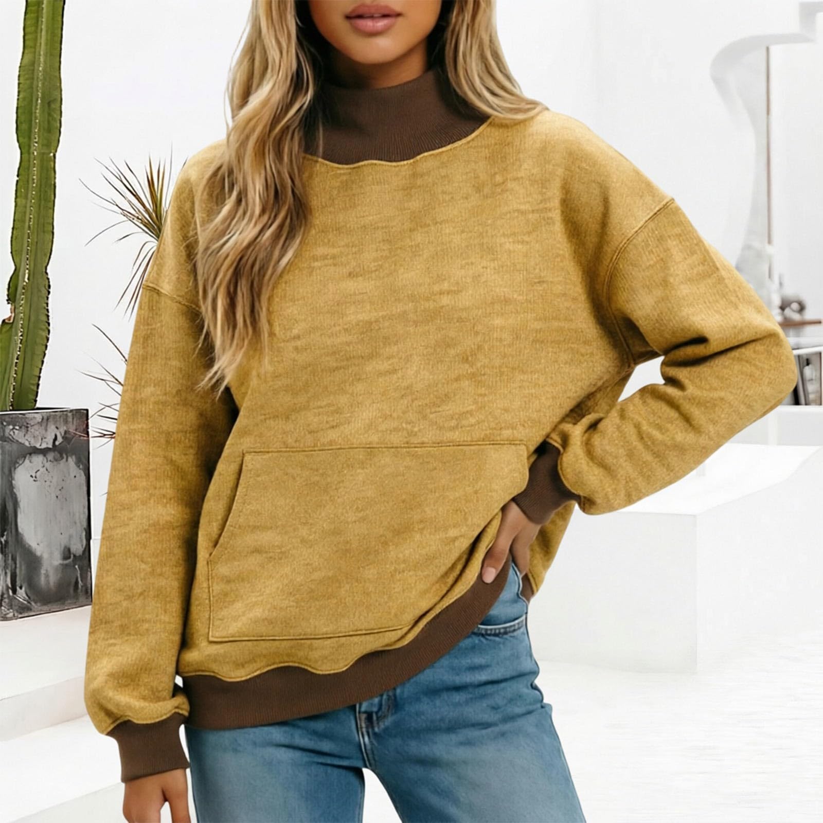 Sudadera con Cuello Partido, Estilo Casual, sin Capucha, Ideal para el día