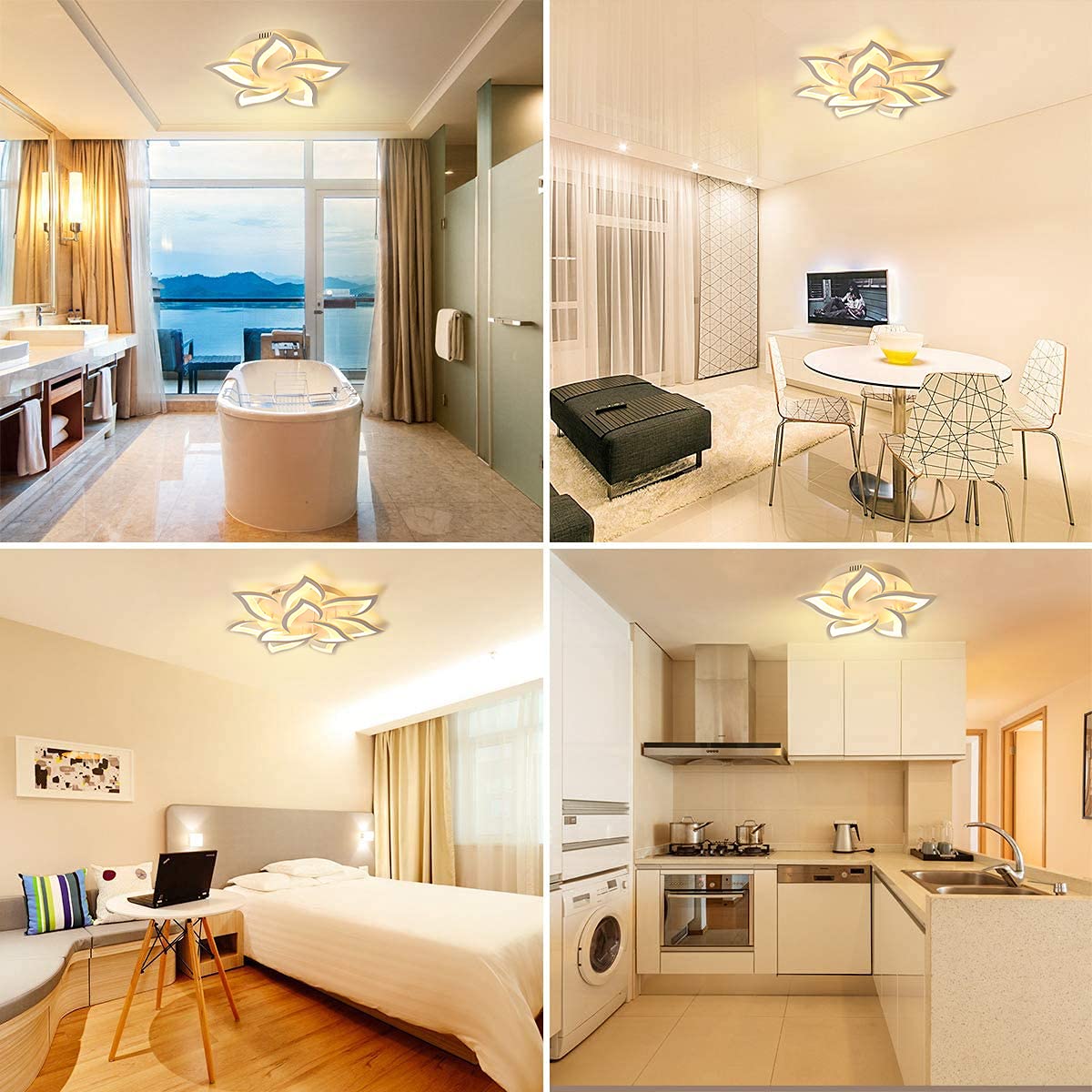 LED Deckenleuchte Dimmbar ,Wohnzimmerlampe mit Fernbedienung Farbwechsel ,Schlafzimmer Deckenlampe moderne Deckenbeleuchtung Deckenbeleuchtung Kronleuchter Lampe,Dimming 10 heads/Ø85cm/33.4in