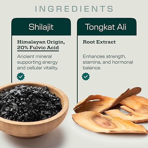 Miniatura 4 de Shilajit y Tongkat Ali para hombres y mujeres - Cápsulas puras de Shilajit con ácido fúlvico de alta potencia y minerales traza - Shilajit para