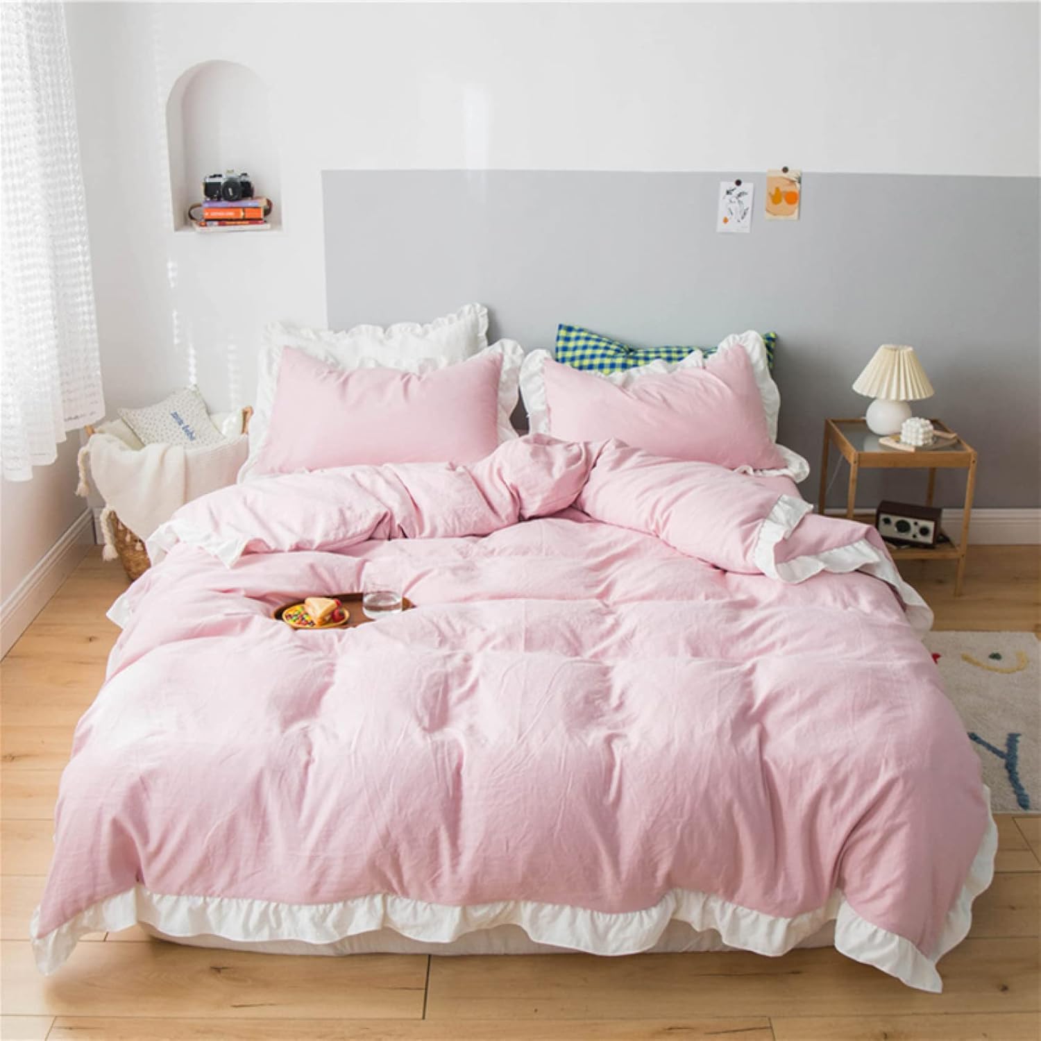 布団カバー 色 ダブル 4点セット ベッドカバー シーツカバー 掛け布団カバー フリル付き かわいい 枕カバー 寝具カバー シーツセット 3点セット シングル ベッド用 2 0m 布団用 洗い替え速乾タイプ おしゃれ 北欧 姫系 防ダニ 丸洗いok セール開催中最短即日発送