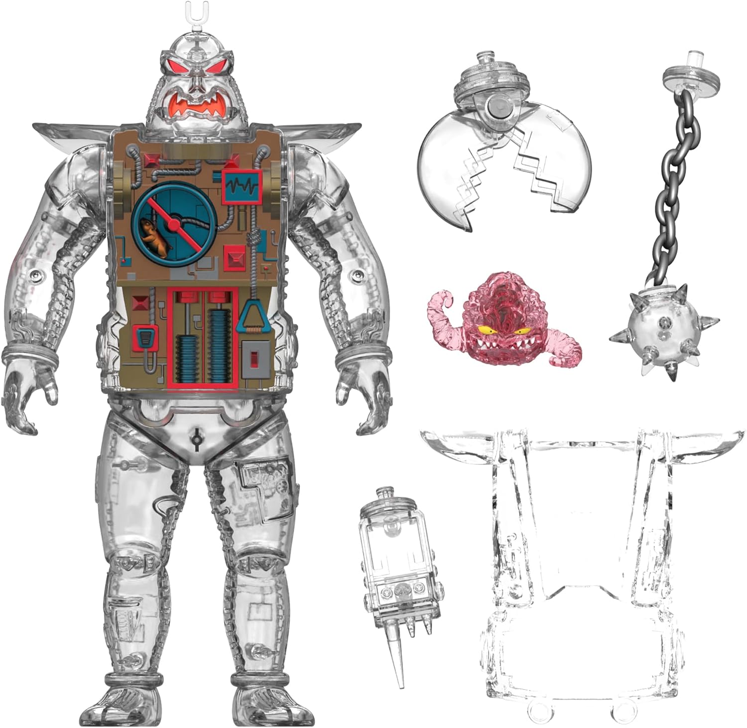 Super7 Super Cyborg Teenage Mutant Ninja Turtles Kang Android (Clear) - 11" TMNT Action Figure Classic Cartoon Collectibles and Retro Toys