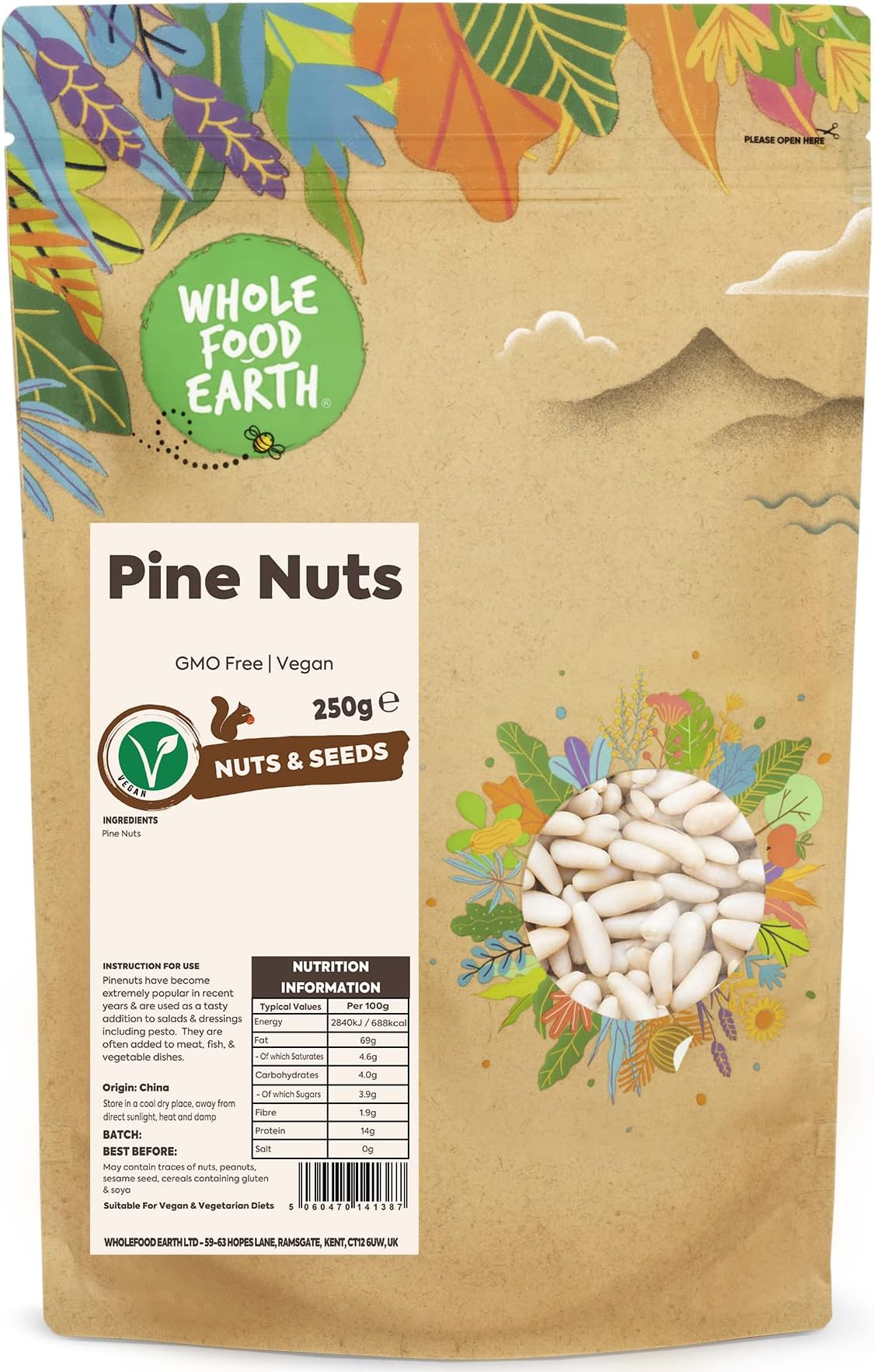 Wholefood Earth - Pine Nuts, 250 g
