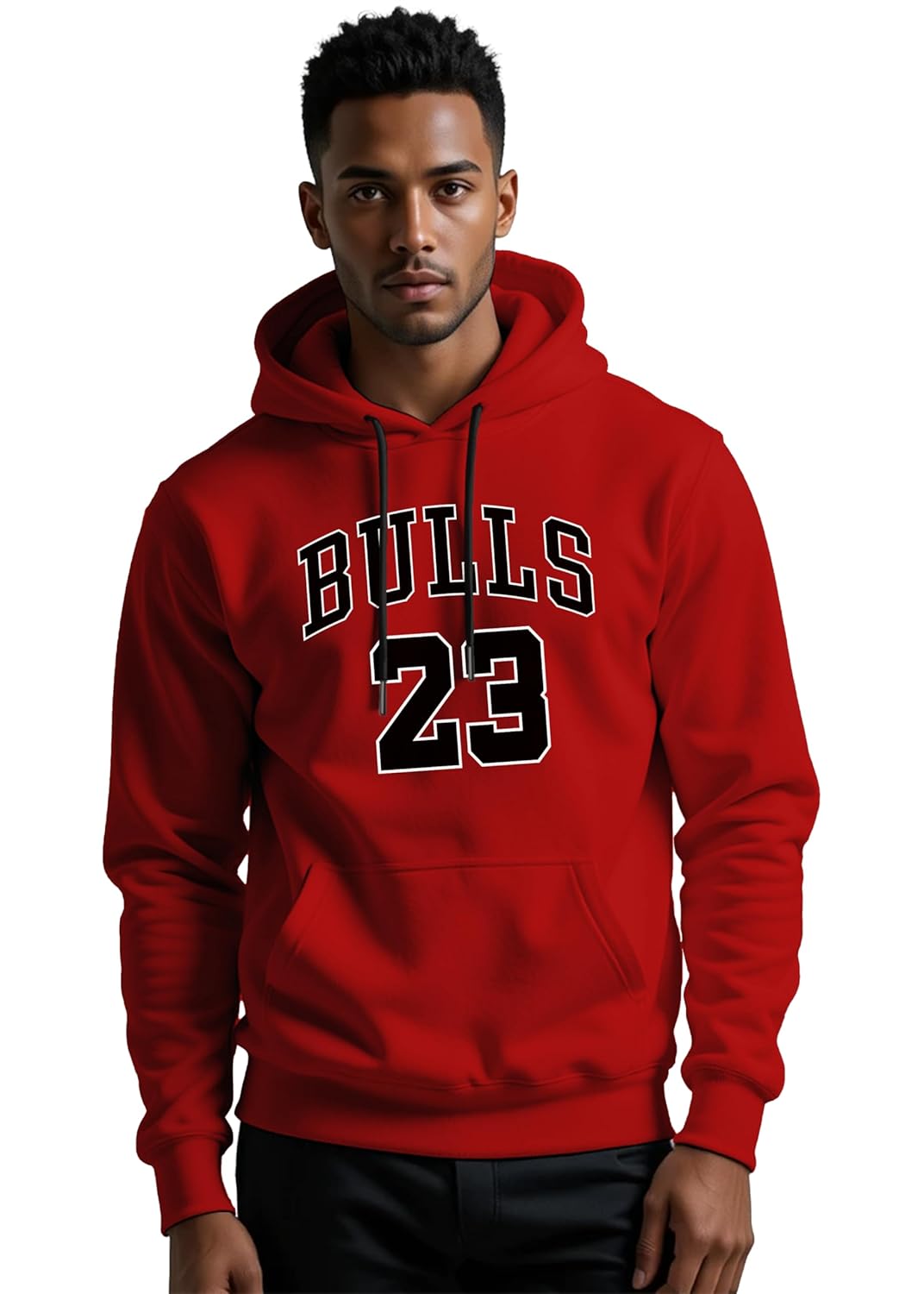 Peppyzone (S to 5XL Stylish Bull Printed Cotton Hooded Sweatshirt for Men Winter Wear