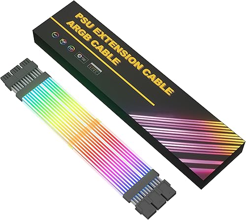 Miniatura 8 de SAMA 24PIN ARGB Cable de extensión negro direccionable 5V 3pin conectores Aura Sync Cable Kit de extensión de placa base doble lado