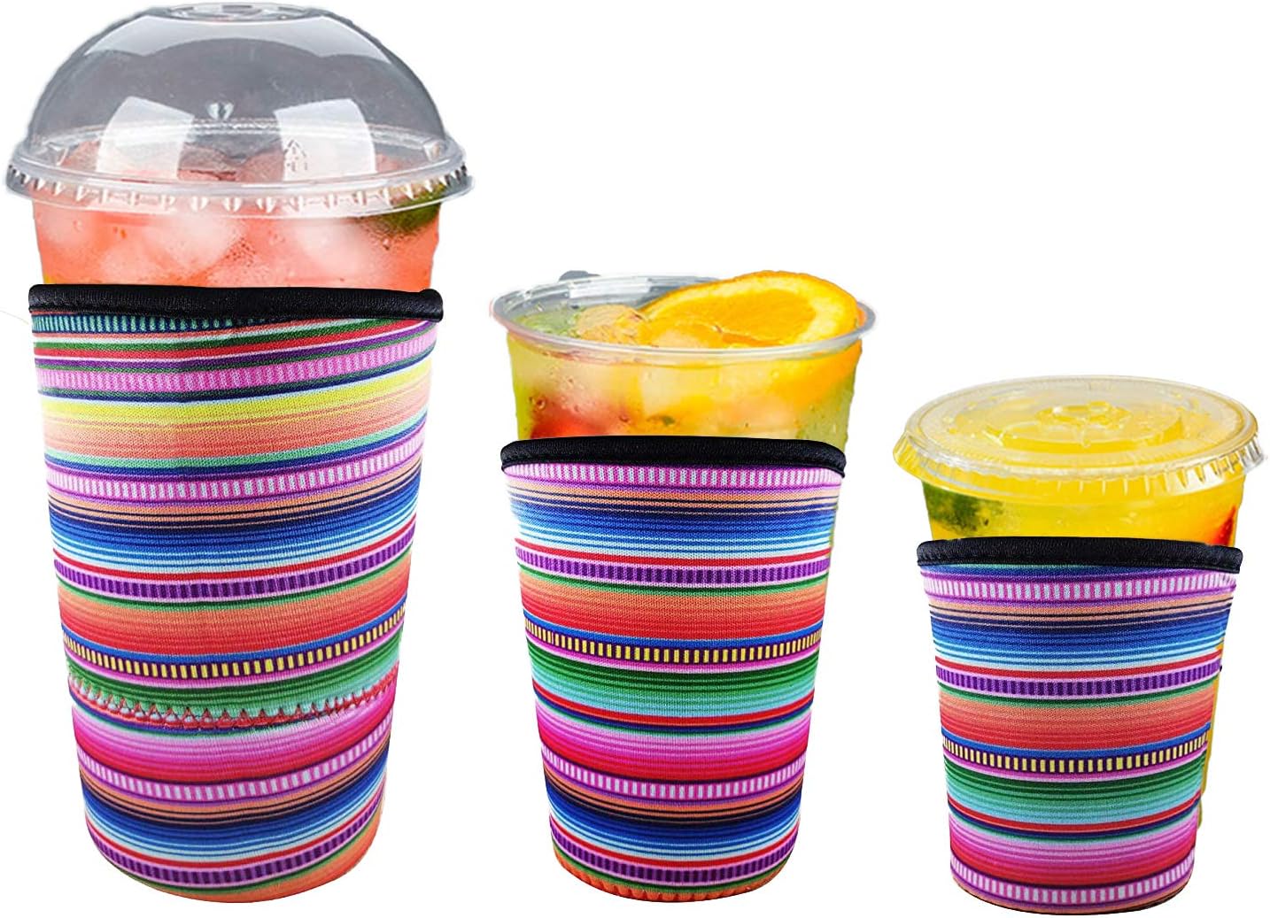 3 Pack Reusable Iced Coffee Cup Insulator Sleeve for Cold