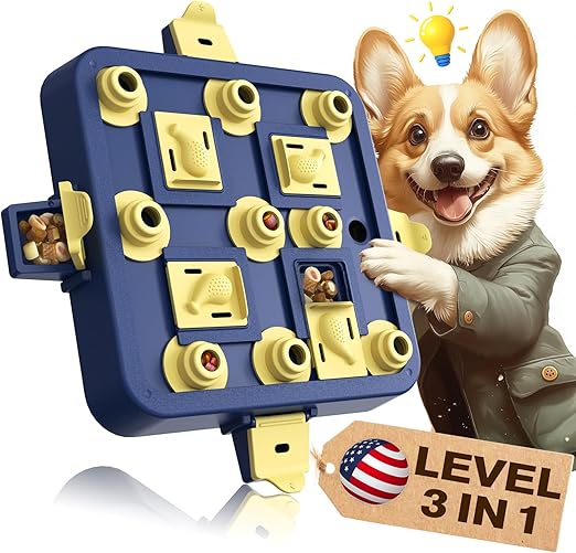 KADTC Dog Chess Puzzle Toy Level 3 in 1 for Small/Medium/Large Dogs Smart Mind Stimulating Game Puppy Brain Stimulation Cognitive Enrichment Toys Keep Them Busy Boredom Interactive Treat Food Puzzles