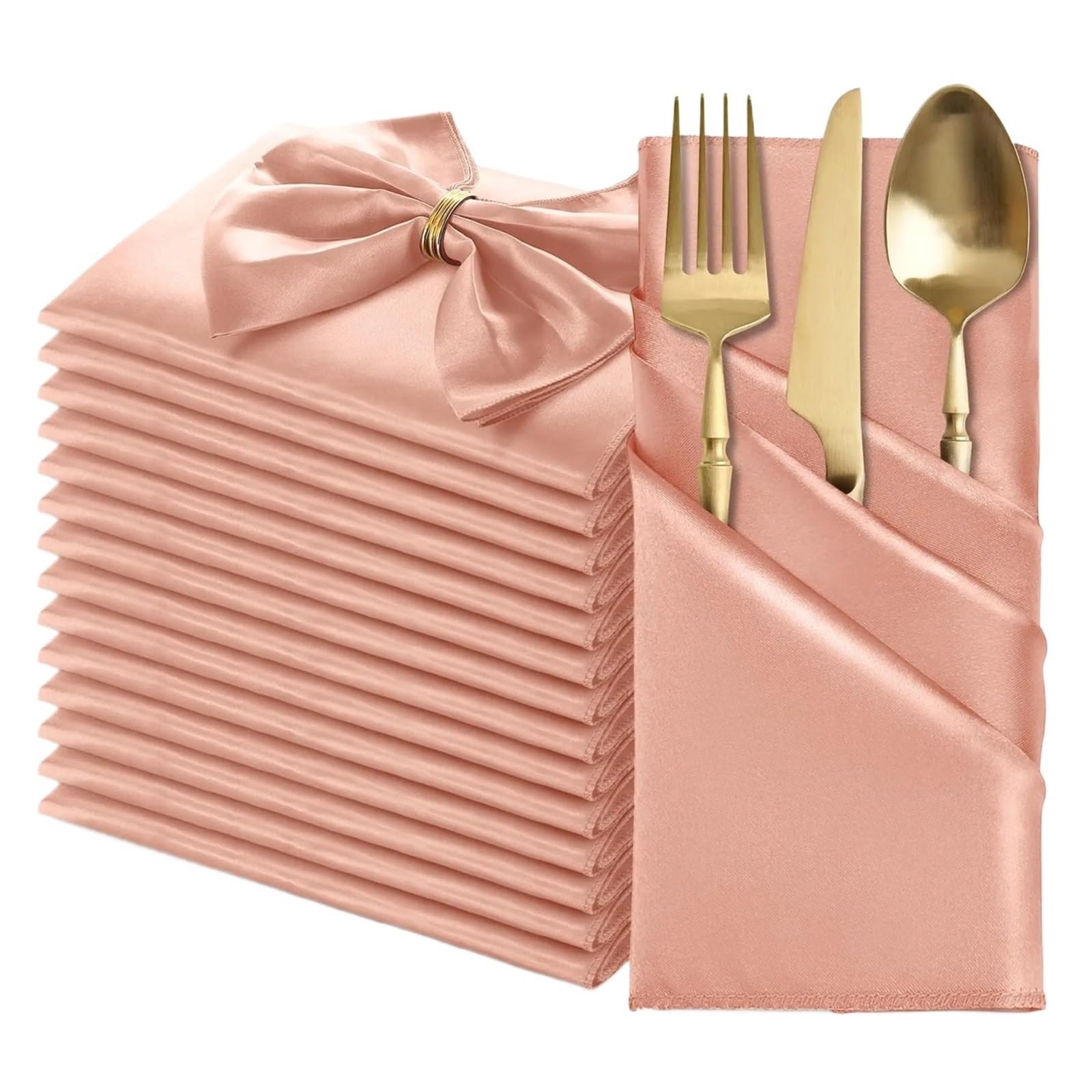 Satin Dinner Napkins 12PCS Satin Napkins 30x30cm Silky, Washable for Wedding Party, Restaurant Dinner Table Decor(12pcs color 22)