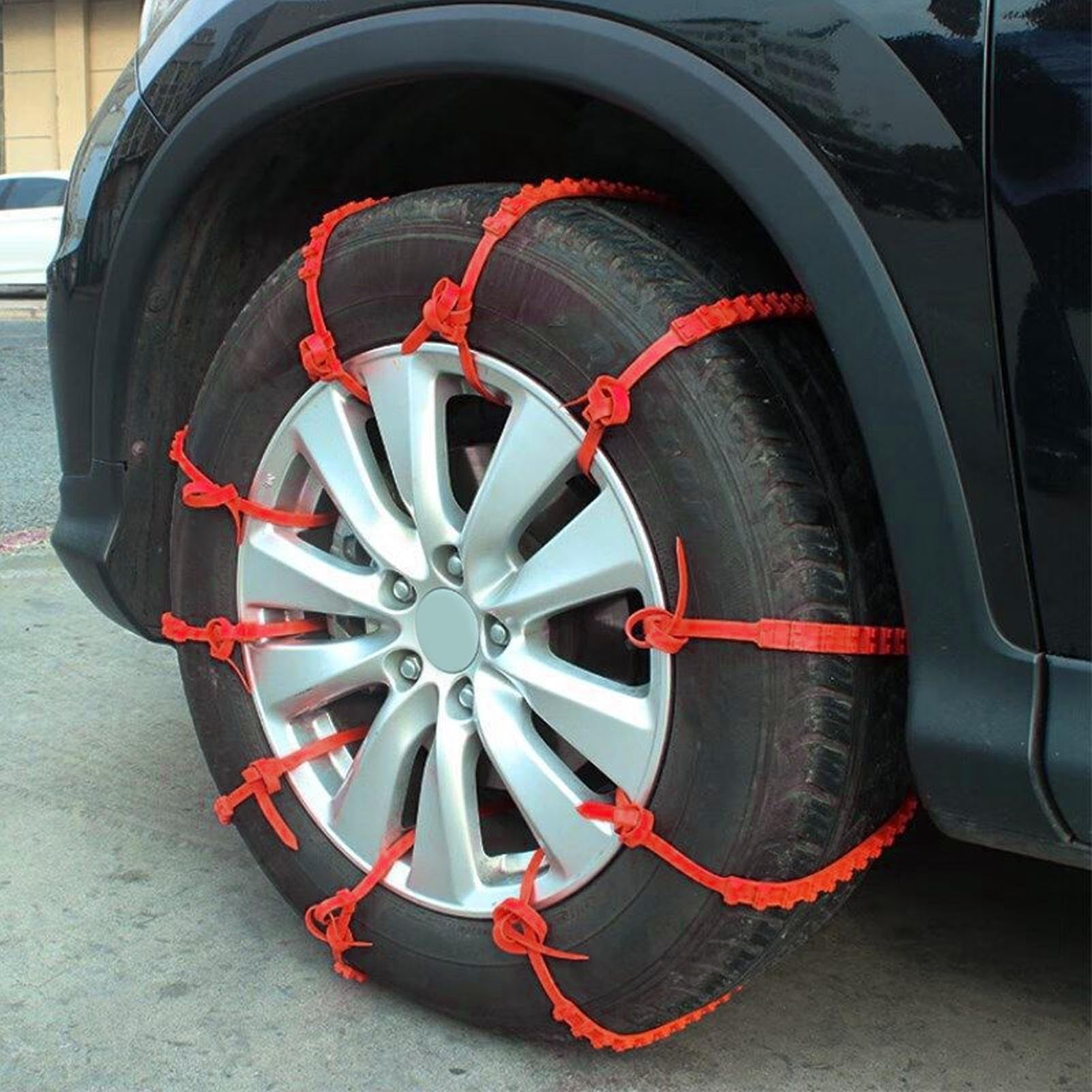 Reifen Schneekette - 20 Stück Wiederverwendbare Anti-Rutsch Schneeketten | Universal Verstellbare Gurt-Ketten Für Auto & SUV， Einfache Anfahrhilfe Bei Schnee， Matsch Und Auf Glatten Straßen