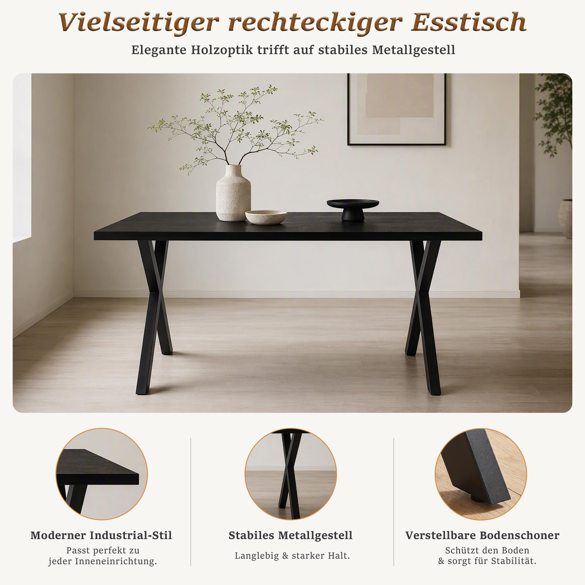 Juego de mesa de comedor de 5 piezas, 160 x 80 cm, con 4 sillas