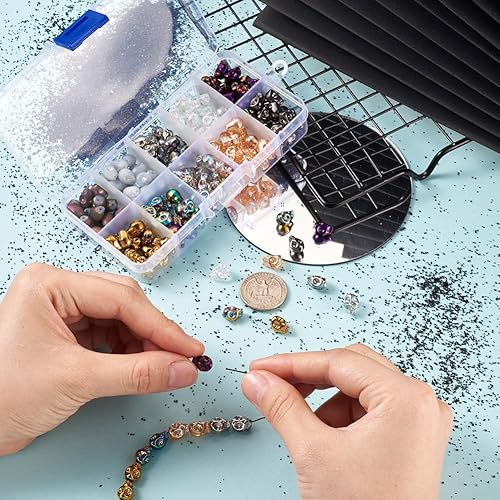 Miniatura 5 de 200 cuentas de cristal de calavera para Halloween, kits de fabricación de joyas de cristal galvanizado, cuentas de cráneo para pulseras, collares,