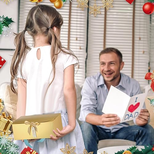 Miniatura 5 de Maxcheck Juego de 36 cajas de Navidad para regalos con tapas de 10 x 8 x 4 pulgadas, cajas de regalo de boda con cinta de agradecimiento y pin para