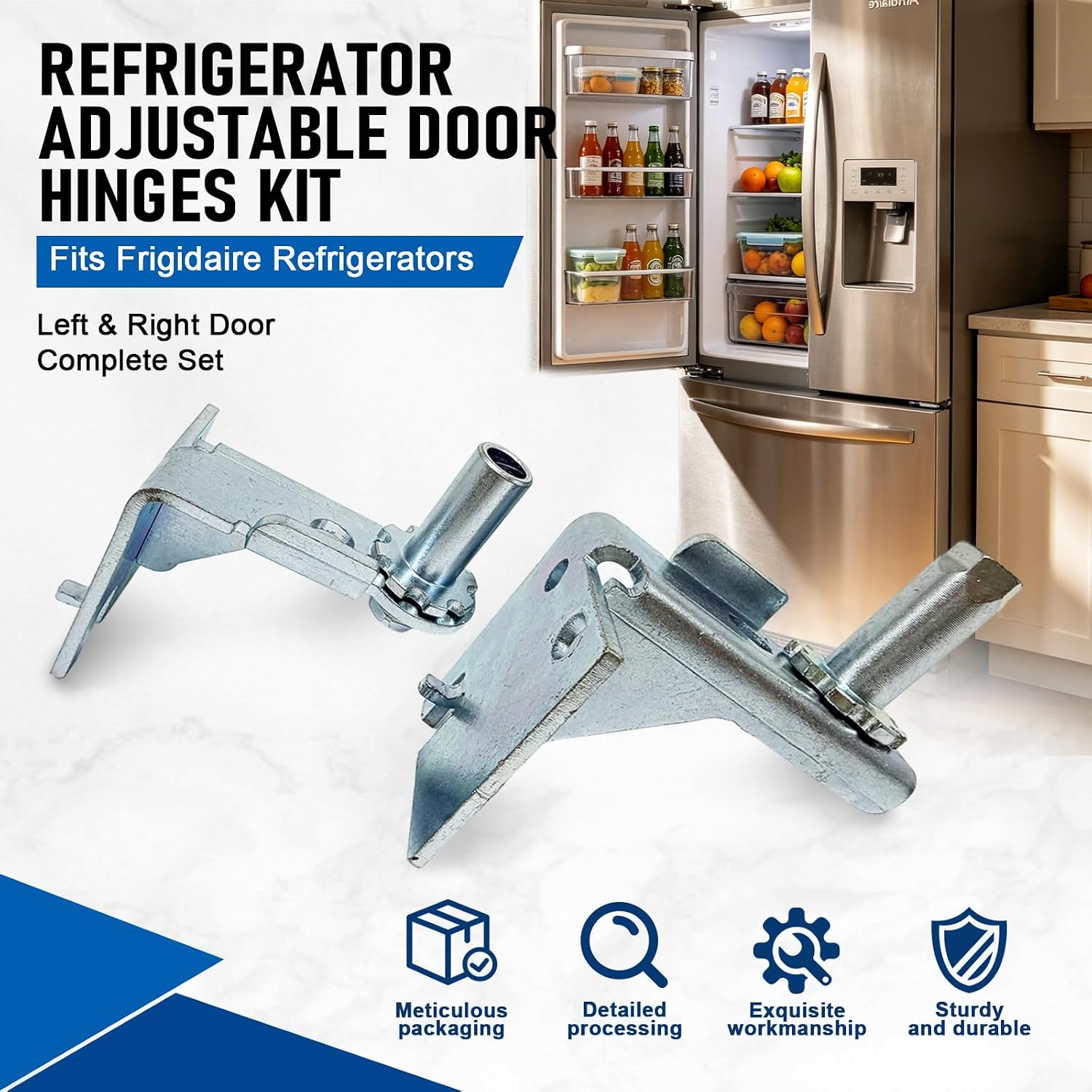 5303918455 Refrigerator Adjustable Door Hinge Kit for Frigidaire Electrolux | Left and Right Door Hinge Repair Parts, Replaces AP4510894 240537101 240537102 240537104