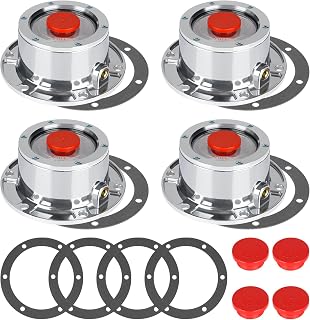 CheeMuii 343-4009 Trailer Hub Caps 4-Pack Aluminum w/ Extra Plugs & Gaskets - Replaces Stemco 343-4009