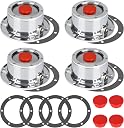 CheeMuii 343-4009 Trailer Hub Cap 4 PCS 3434009 Aluminum Hubcaps for Trailer Axle with Extra 4 PCS Rubber Plugs and Gaskets Replaces Stemco 343-4009