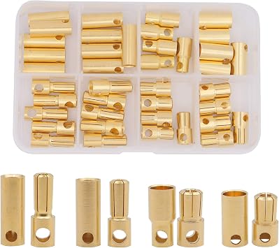 40PCS 5mm 5.5mm 6mm 6.5mm Male Female Gold Banana Plug Bullet Connector for RC Battery ESC Motor Wire Plug