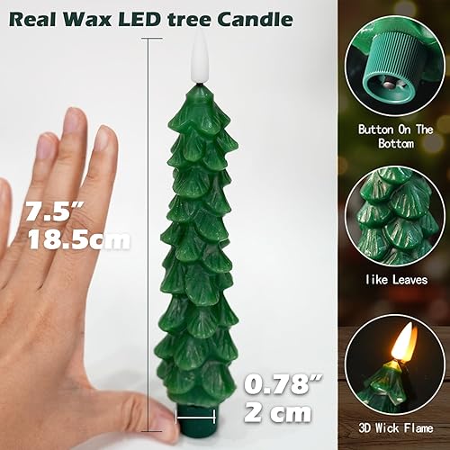 Miniatura 2 de FPOO Decoraciones de Navidad para interiores, 3 velas cerosas para árbol de Navidad con temporizador remoto, candelabros LED a batería para ventana,