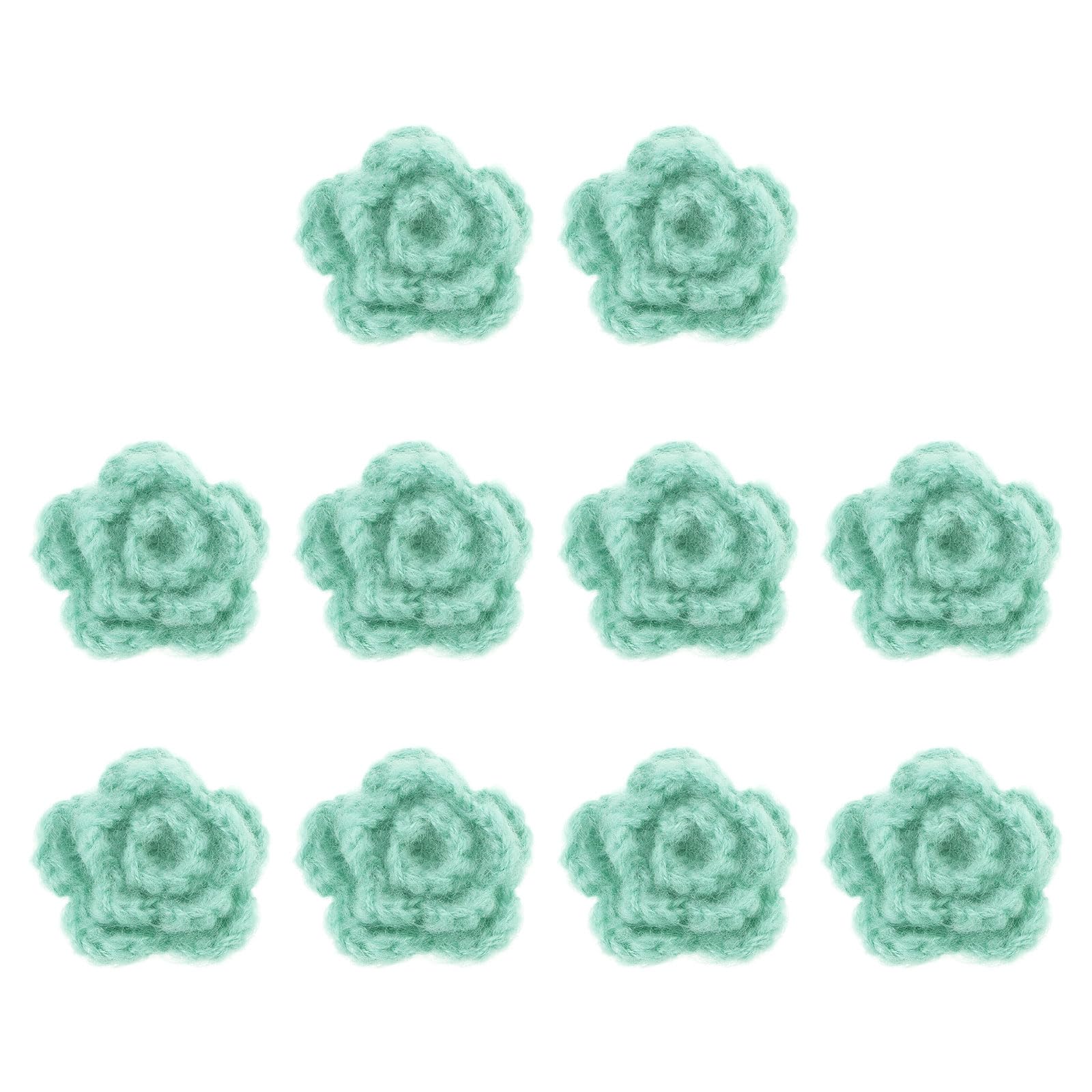 uxcell 10Pcs Flower Sew on Patches, 50mm Handmade Crochet Flowers Floral Embroidered Appliques Embellishments for DIY Hair Hats Clothes Wedding Decor