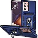 for Samsung Galaxy Note 20 Ultra Case with Camera Lens Cover HD Screen Protector, Military-Grade Drop Tested Magnetic Ring Holder Kickstand Protective Phone Case for Galaxy Note 20 Ultra 5G (Navy)