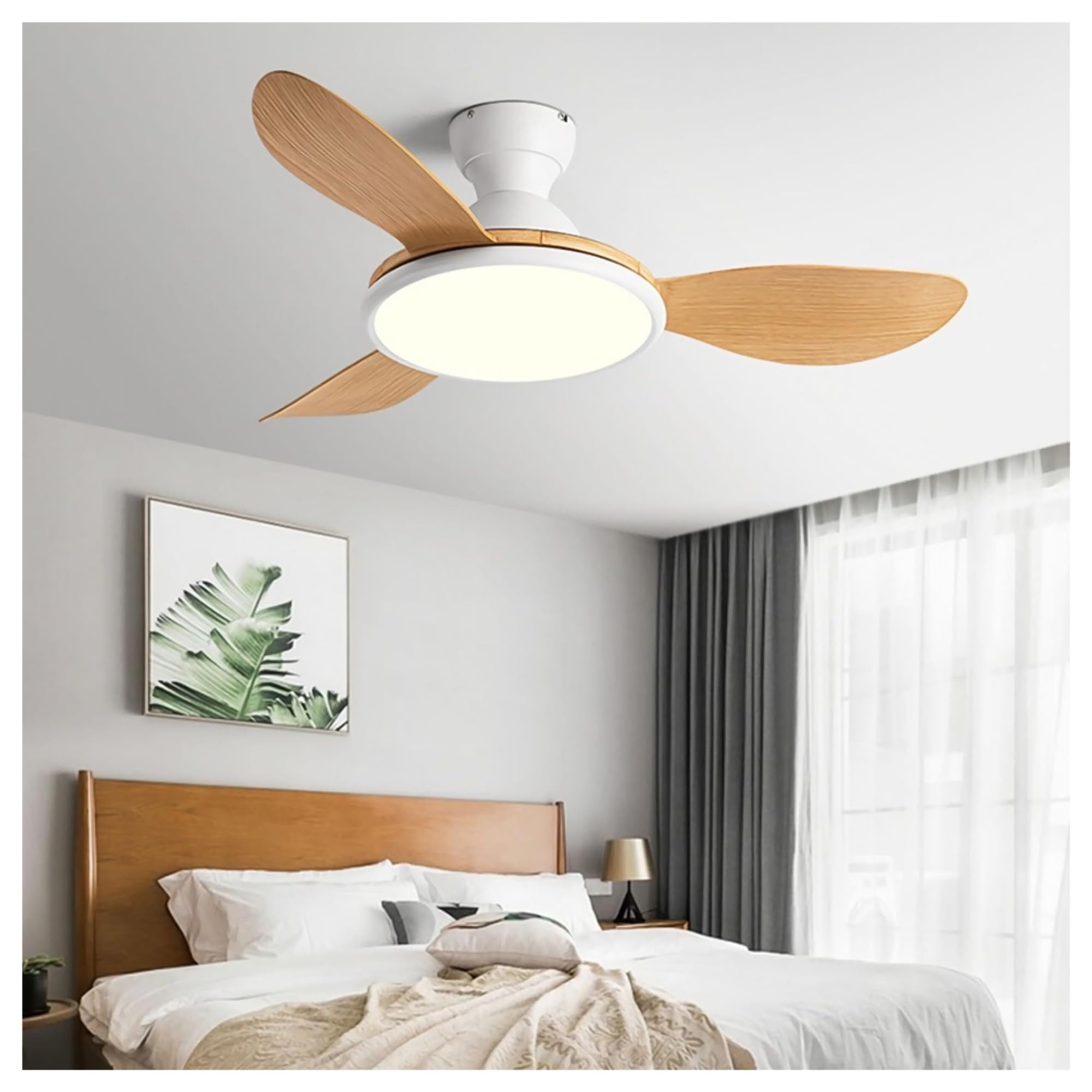 Ceiling Fan With Light And Remote, LED Dimmable Fan Ceiling Lamp, 6 Speed