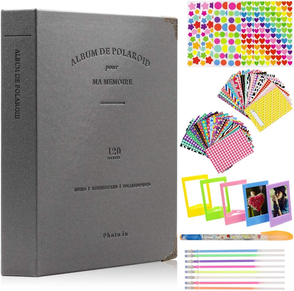 Ablus 2x3 Inch Photo Paper Film Album Set for Fujifilm Instax Mini Camera, Polaroid Snap, Z2300, SocialMatic Instant Cameras & Zip Instant Printer (120 Pockets, Black)