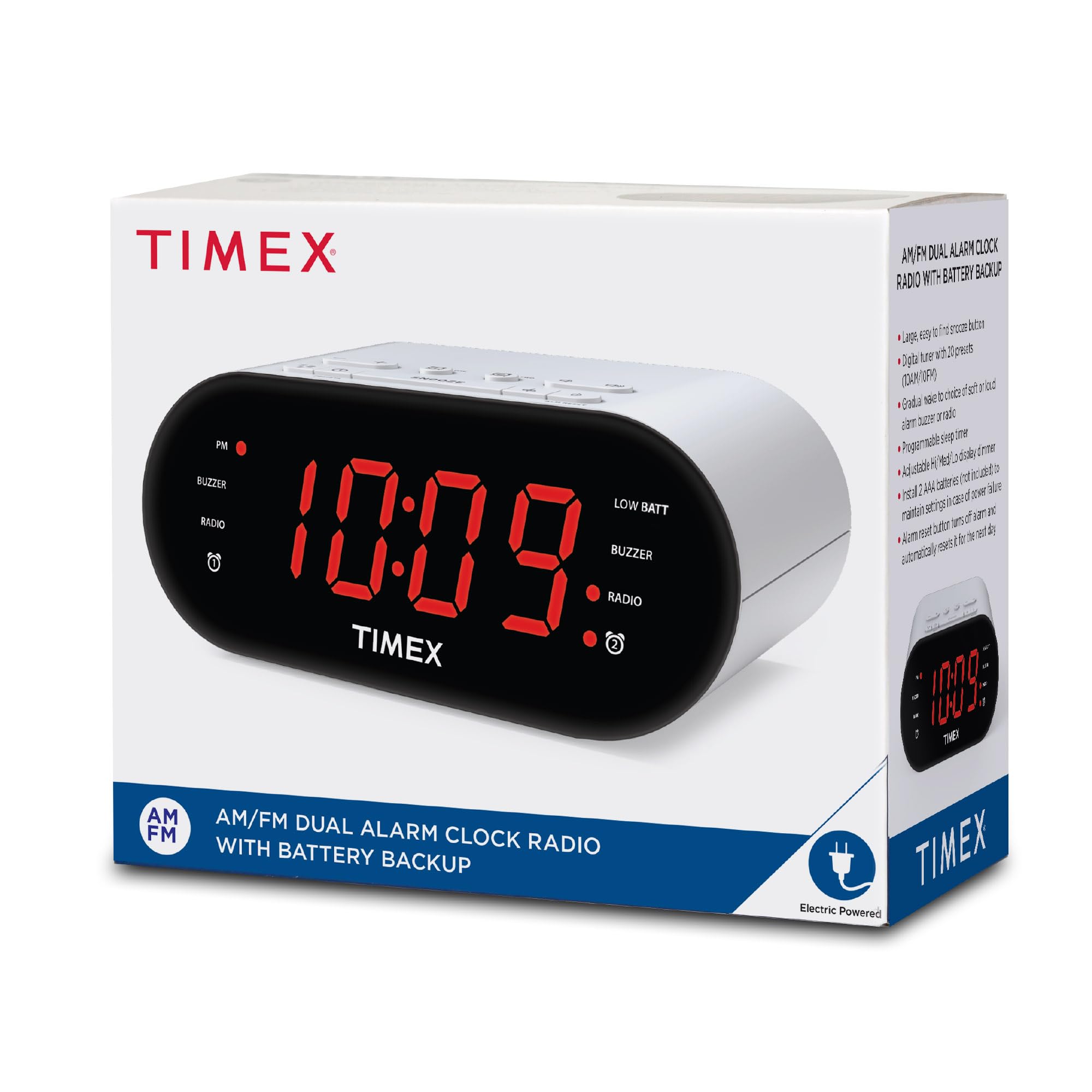 Radio Réveil Grundig SONOCLOCK1100 FM Double Alarme - Luminosité Réglable, Affichage Blanc