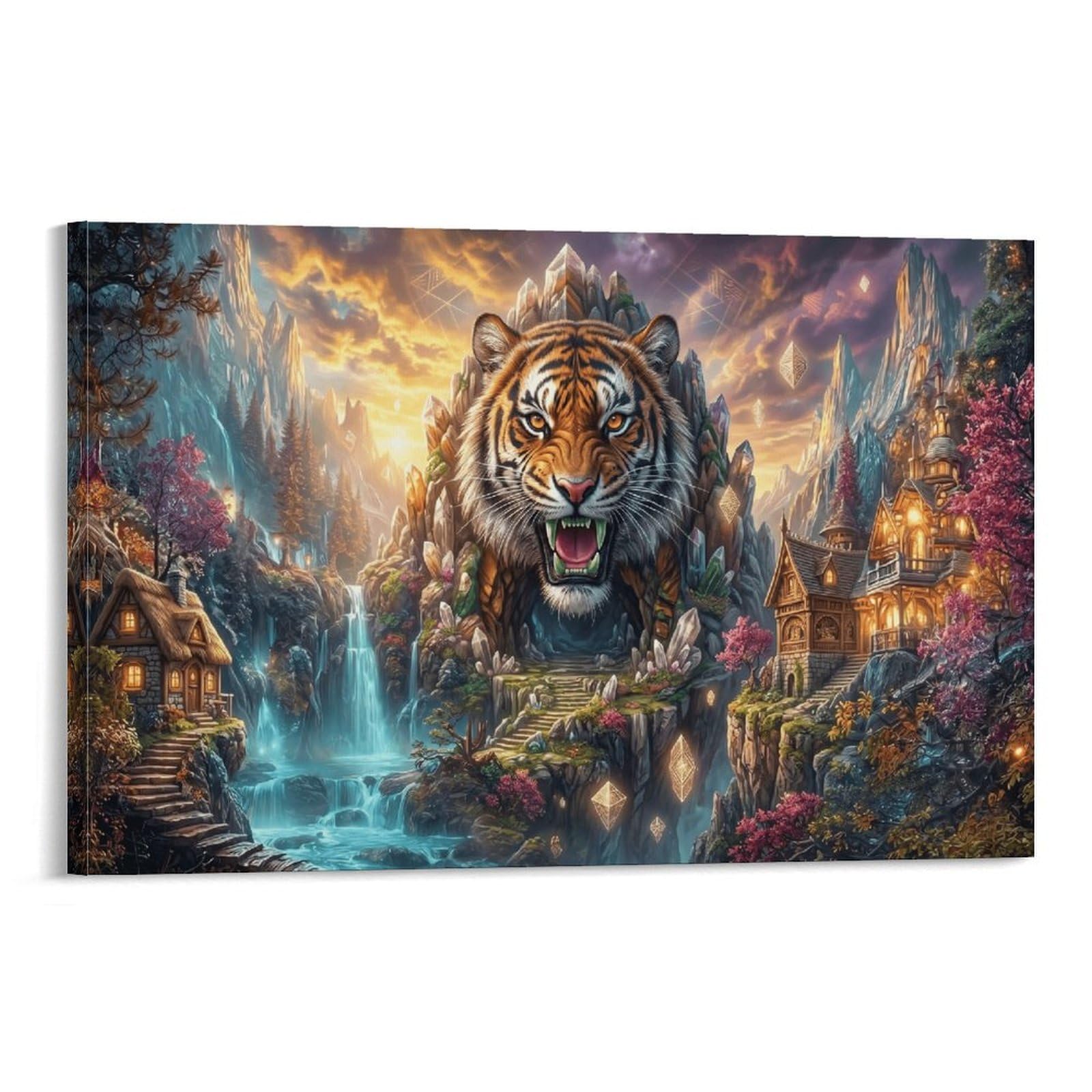 XPASHIQWC Tiger Wall Decor Poster Sunset Canyon Forest Giclee Canvas Prints Modern Wall Art Picture Wall Hanging for Home Decorations 24x36inch(60x90cm)