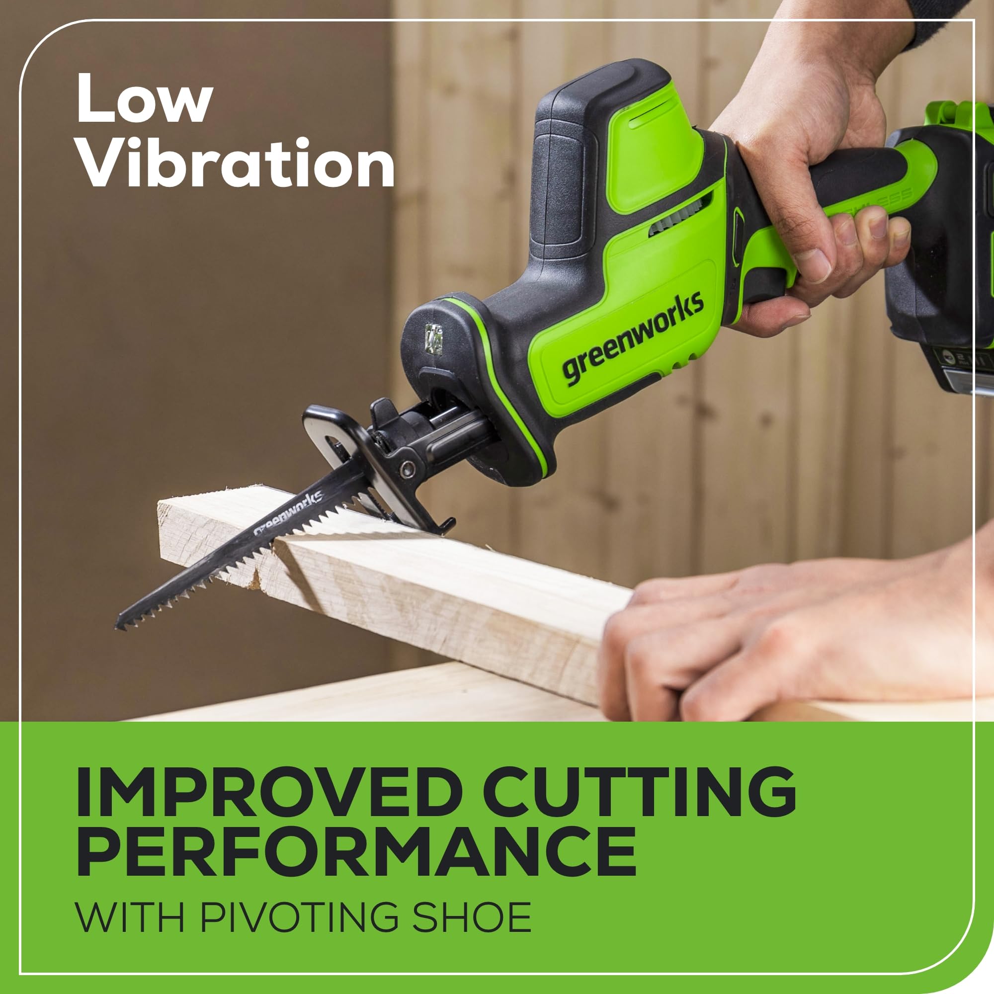 Greenworks 24V Brushless Compact One-Handed Reciprocating Saw (3,000 SPM), Cordless Powered Variable Speed Recip Saw, Battery Not Included